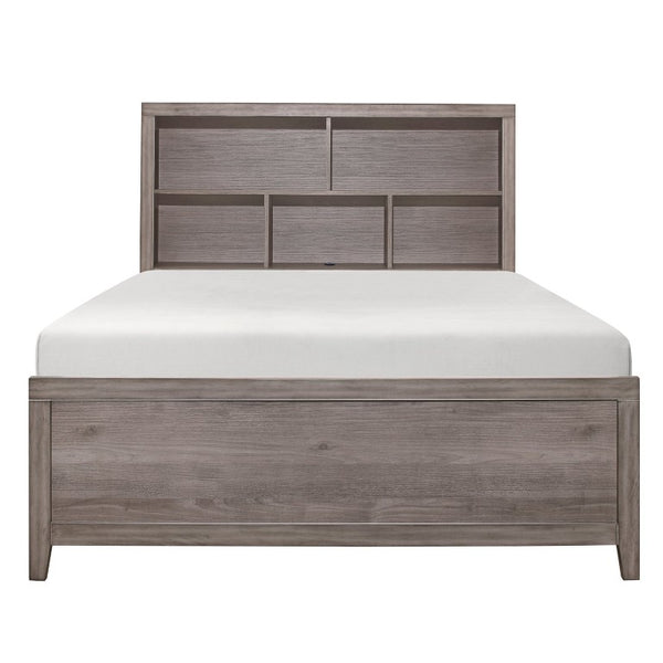 English Elm Twin Platform Bed Set with Trundle Bookcase Headboard USB Charging Industrial Style B011S07435