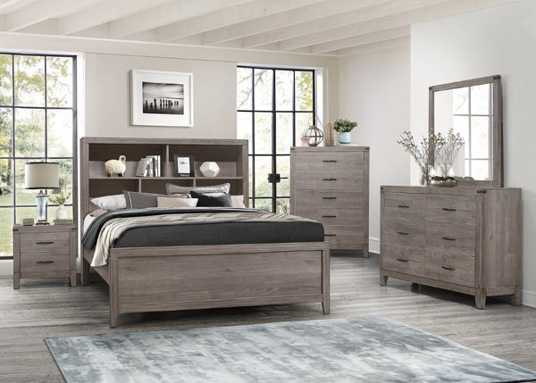 English Elm Twin Platform Bedroom Set Industrial Style Bookcase Headboard with Trundle and Storage B011S07436
