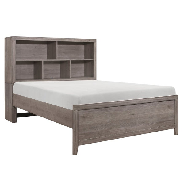 English Elm Twin Platform Bedroom Set Industrial Style Bookcase Headboard with Trundle and Storage B011S07436