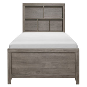 English Elm Twin Platform Bedroom Set with Trundle Bookcase Headboard Industrial Storage Six Piece B011S07438