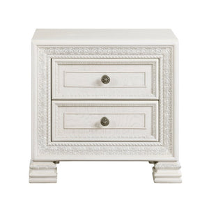 English Elm Queen Bedroom Set Six Piece Pearl White Classical Carved Wood Mansion Collection B011S07454
