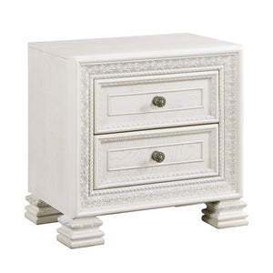 English Elm Queen Bedroom Set Six Piece Pearl White Classical Carved Wood Mansion Collection B011S07454