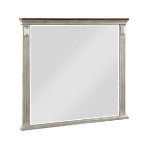 English Elm Night Stand and Mirror Set Oak Veneer Traditional Bedroom Furniture Two Tone Finish B011S07456
