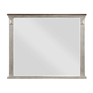 English Elm Night Stand and Mirror Set Oak Veneer Traditional Bedroom Furniture Two Tone Finish B011S07456