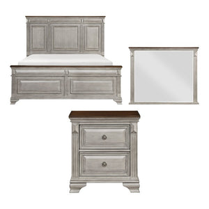 English Elm Eastern King Mansion Panel Bed Set Oak Veneer Traditional Bedroom Four Piece B011S07459