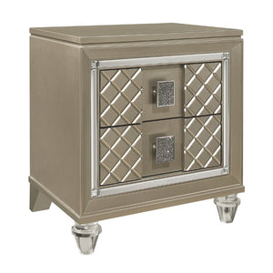 English Elm Twin Glam Bedroom Set with LED Headboard Diamond Panels Trundle and Metallic Finish B011S07490