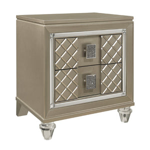 English Elm Twin Platform Bedroom Set with LED Headboard Glamour Metallic Finish and Mirror Trim B011S07491