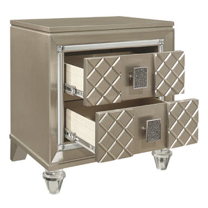English Elm Twin Platform Bedroom Set with LED Headboard Glamour Metallic Finish and Mirror Trim B011S07491