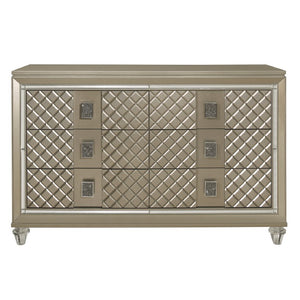 English Elm Twin Platform Bedroom Set with LED Headboard Glamour Metallic Finish and Mirror Trim B011S07491