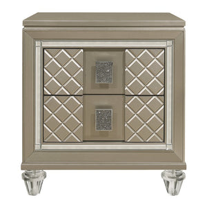 English Elm Twin Platform Bedroom Set with LED Backlit Headboard and Champagne Glam Finish B011S07493