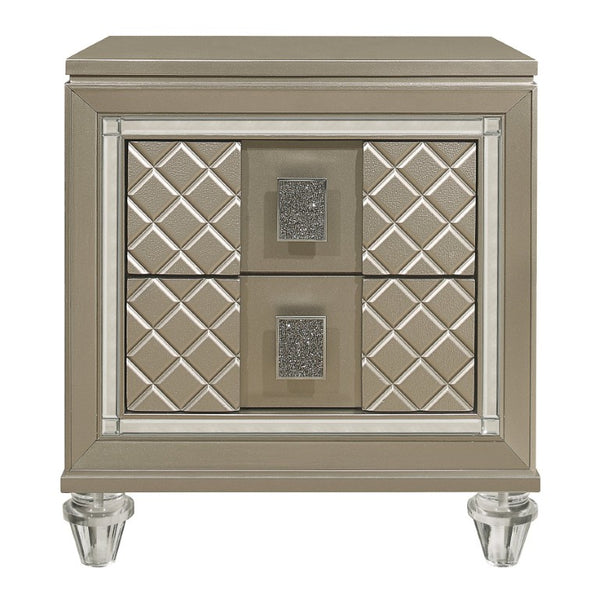 English Elm Twin Platform Bedroom Set with LED Backlit Headboard and Champagne Glam Finish B011S07493