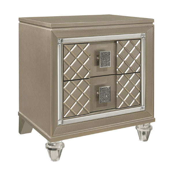 English Elm Twin Platform Bedroom Set with LED Backlit Headboard and Champagne Glam Finish B011S07493