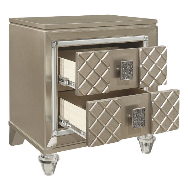 English Elm Twin Platform Bedroom Set with LED Backlit Headboard and Champagne Glam Finish B011S07493