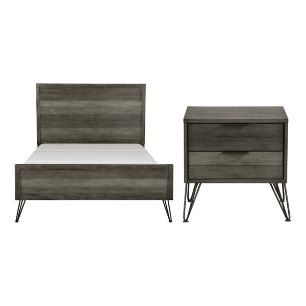 English Elm California King Acacia Wood Bedroom Set with Nightstand and Metal Legs Modern Style B011S07525