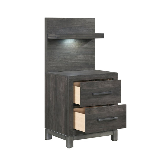 English Elm Queen Panel Bed Dresser Mirror Set Contemporary Melamine with Antique Silver Accents B011S07552