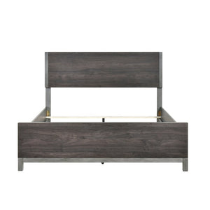 English Elm Queen Panel Bed Dresser Mirror Set Contemporary Melamine with Antique Silver Accents B011S07552