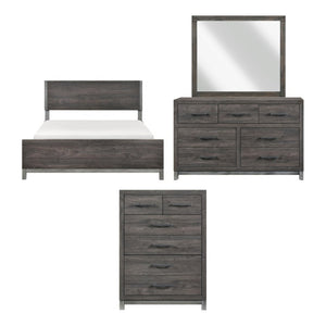 English Elm California King Bedroom Set with Dresser Mirror Chest Industrial Modern Faux Wood B011S07557