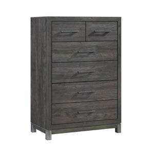 English Elm California King Bedroom Set with Dresser Mirror Chest Industrial Modern Faux Wood B011S07557