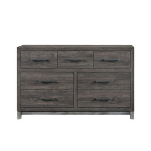 English Elm California King Bedroom Set with Dresser Mirror Chest Industrial Modern Faux Wood B011S07557