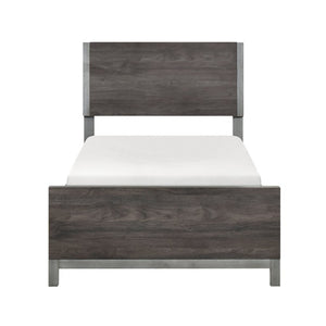English Elm Twin Panel Bedroom Set with Dresser Mirror Chest in Dark Gray Melamine Veneer B011S07561
