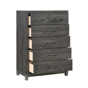 English Elm Twin Panel Bedroom Set with Dresser Mirror Chest in Dark Gray Melamine Veneer B011S07561