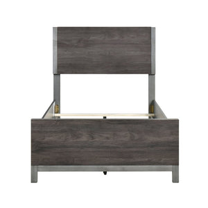 English Elm Twin Panel Bedroom Set with Dresser Mirror Chest in Dark Gray Melamine Veneer B011S07561