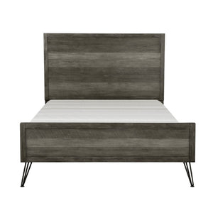 English Elm Twin Bed Dresser Mirror Set Solid Acacia Wood Slat Design Contemporary Bedroom B011S07564