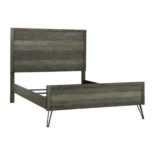 English Elm Twin Bed Dresser Mirror Set Solid Acacia Wood Slat Design Contemporary Bedroom B011S07564