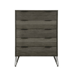 English Elm Twin Bedroom Set Acacia Wood Slat Design with Three Tone Gray Finish Modern Urban Style B011S07565