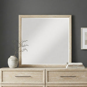 English Elm Queen Panel Bed Dresser Mirror Set Oak Veneer Grain Coastal Farmhouse Bedroom Suite B011S07570