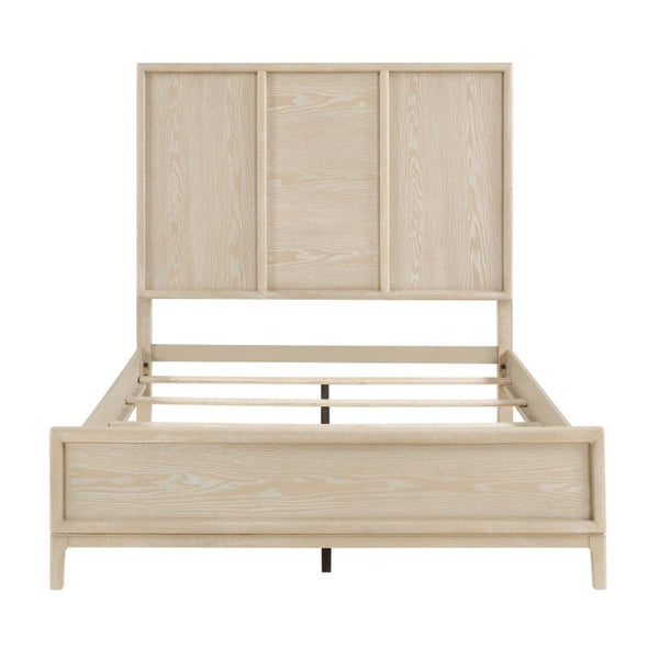 English Elm Queen Panel Bed Dresser Mirror Set Oak Veneer Grain Coastal Farmhouse Bedroom Suite B011S07570