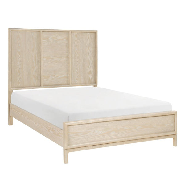 English Elm Queen Panel Bed Dresser Mirror Set Oak Veneer Grain Coastal Farmhouse Bedroom Suite B011S07570