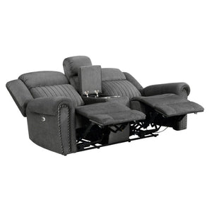 English Elm 3Pc Power Reclining Living Room Set Microfiber Sofa Loveseat Chair USB Charging B011S07601