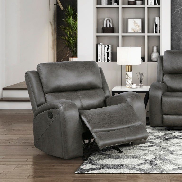 English Elm Gray Microfiber 3 Piece Reclining Living Room Set with Rocker Chair Pocket Coil Support B011S07603