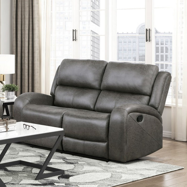 English Elm Gray Microfiber 3 Piece Reclining Living Room Set with Rocker Chair Pocket Coil Support B011S07603