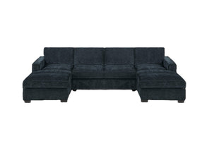 English Elm U-Sectional Chenille Sofa with LAF RAF Chaise Ends for Spacious Living Rooms B011S07604