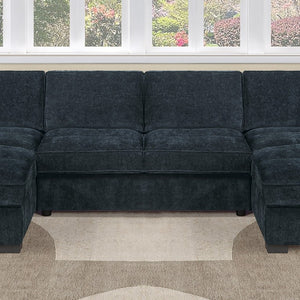 English Elm U-Sectional Chenille Sofa with LAF RAF Chaise Ends for Spacious Living Rooms B011S07604