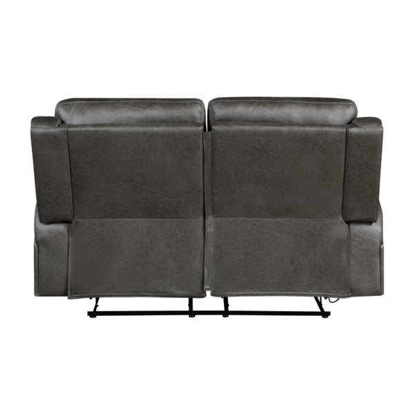 English Elm Brown Microfiber Reclining Sofa Loveseat Rocker Chair Set with Solid Wood Frame Gray 2pc B011S07605
