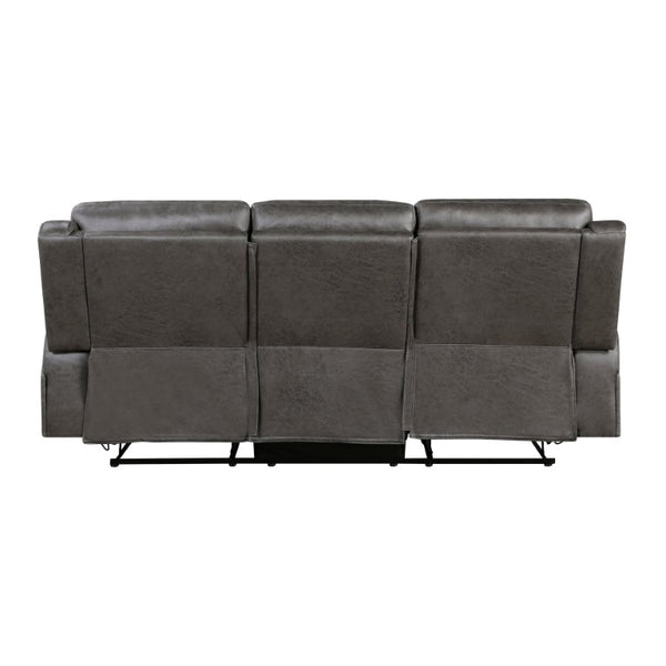 English Elm Brown Microfiber Reclining Sofa Loveseat Rocker Chair Set with Solid Wood Frame Gray 2pc B011S07605