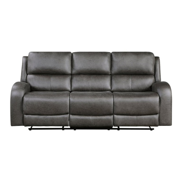 English Elm Brown Microfiber Reclining Sofa Loveseat Rocker Chair Set with Solid Wood Frame Gray 2pc B011S07605