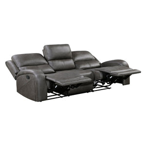 English Elm Brown Microfiber Reclining Sofa Loveseat Rocker Chair Set with Solid Wood Frame Gray 2pc B011S07605