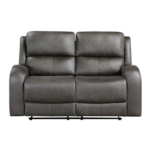 English Elm Brown Microfiber Reclining Sofa Loveseat Rocker Chair Set with Solid Wood Frame Gray 2pc B011S07605