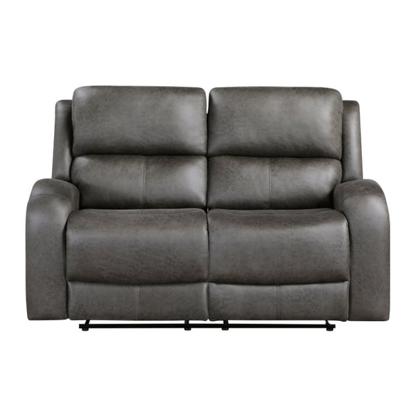 English Elm Brown Microfiber Reclining Sofa Loveseat Rocker Chair Set with Solid Wood Frame Gray 2pc B011S07605