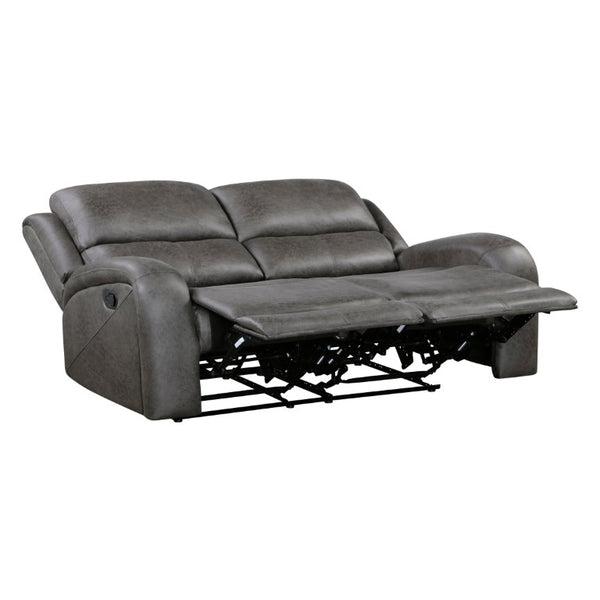 English Elm Brown Microfiber Reclining Sofa Loveseat Rocker Chair Set with Solid Wood Frame Gray 2pc B011S07605