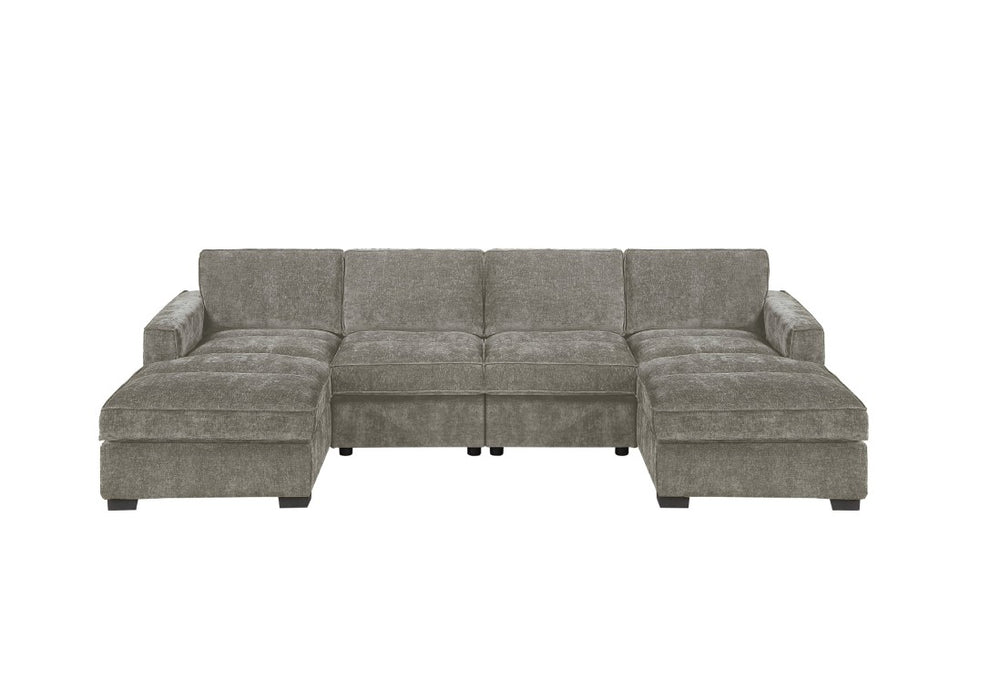 English Elm U-Sectional Chenille Living Room Sofa with Channel Stitching and Deep Chaise Comfort B011S07606
