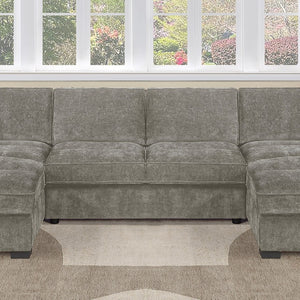 English Elm U-Sectional Chenille Living Room Sofa with Channel Stitching and Deep Chaise Comfort B011S07606