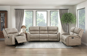 English Elm Brown Microfiber Reclining Sofa Loveseat Rocker Chair Set with Solid Wood Frame Brown 3pc B011S07607
