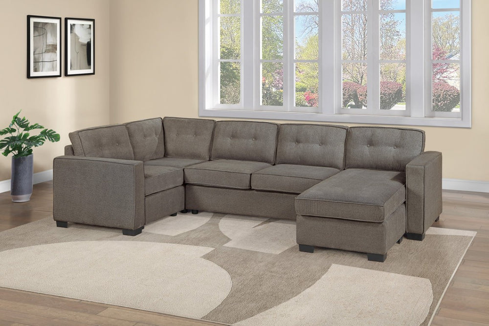 English Elm Reversible Chaise U-Shaped Sectional in Textured Waffle Suede for Modern Living Rooms B011S07609