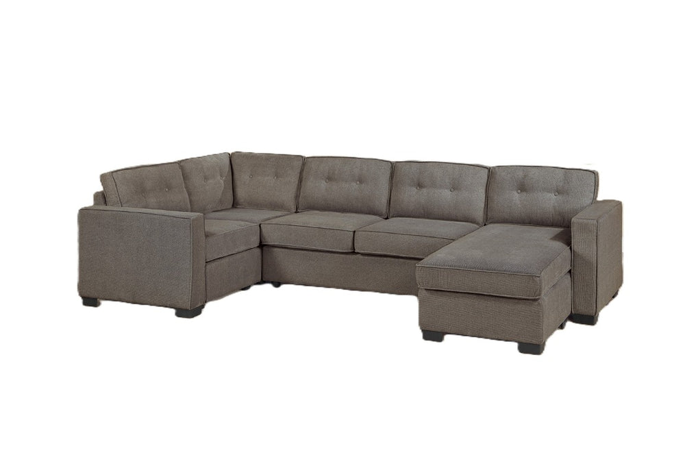 English Elm Reversible Chaise U-Shaped Sectional in Textured Waffle Suede for Modern Living Rooms B011S07609