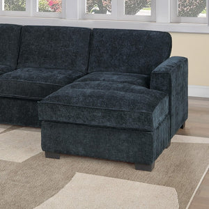 English Elm 3-Piece Modular Sectional Sofa U-Shaped Living Room Set with Chaise and Corner Wedge Black Chenille B011S07611